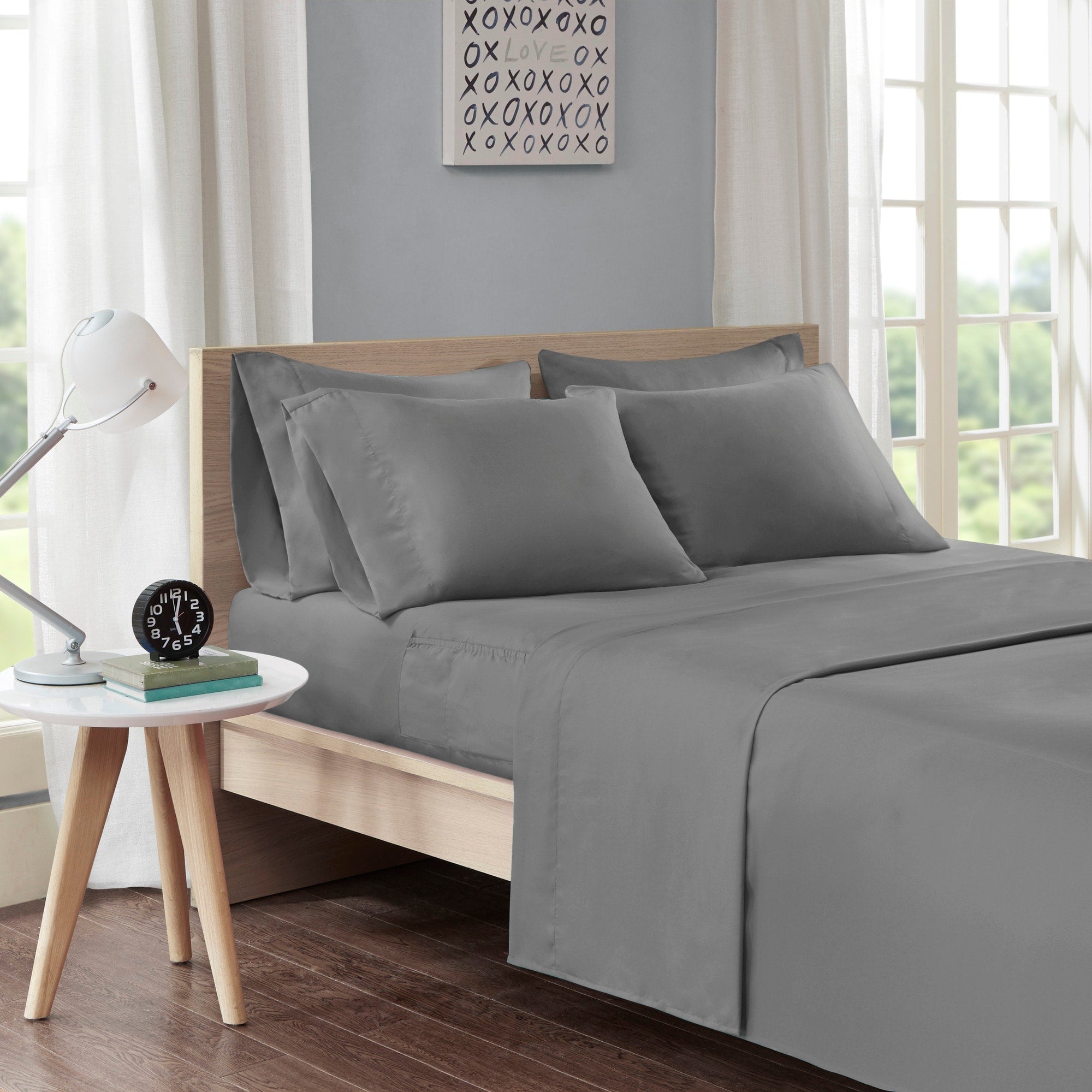 Intelligent Design Microfiber Sheet Set With Side Storage Pockets On The Fitted Sheet