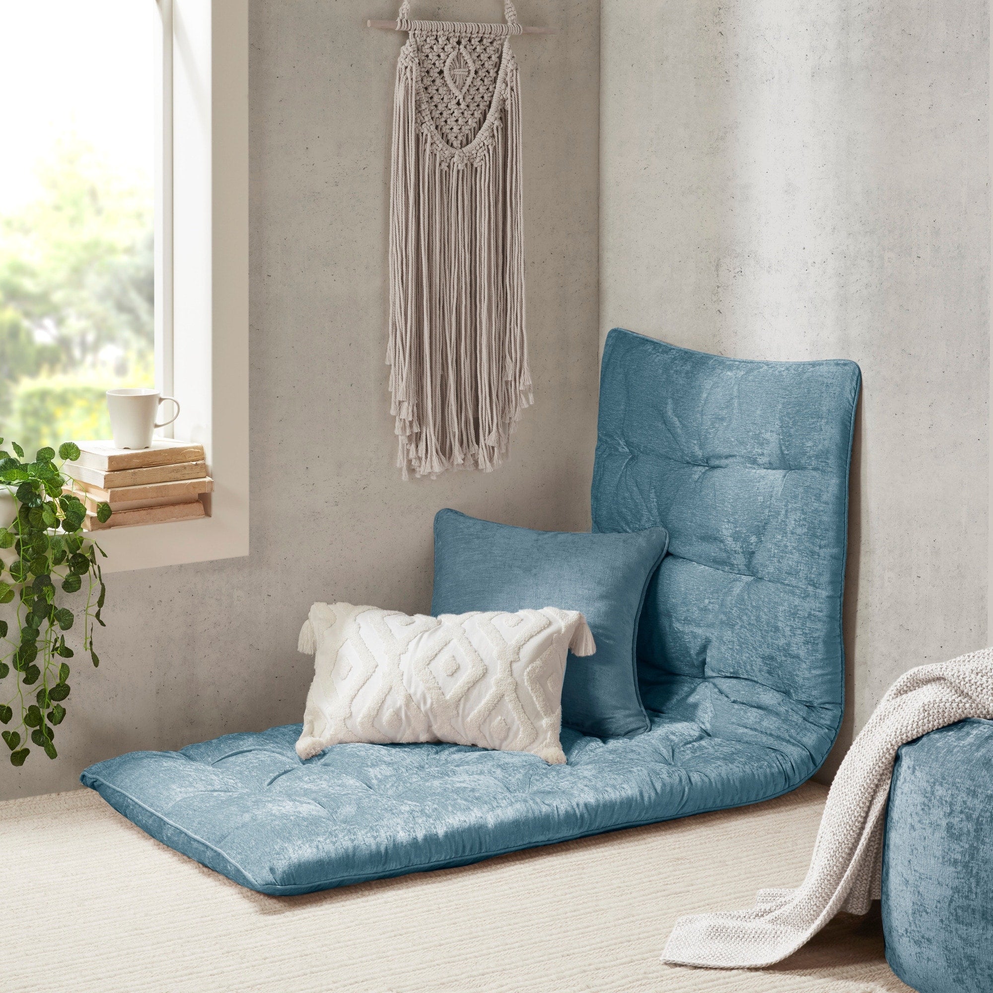 Intelligent Designs Arwen Poly Chenille Lounge Floor Pillow Cushion 2 Color Options
