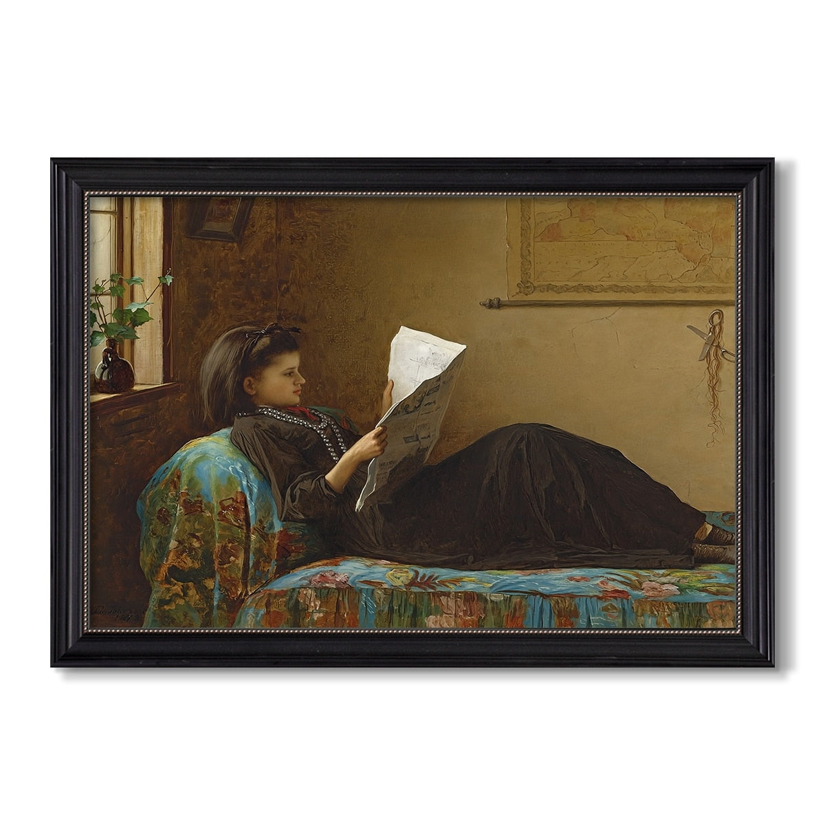 Interesting News 1872 Eastman Johnson Custom Framed Canvas