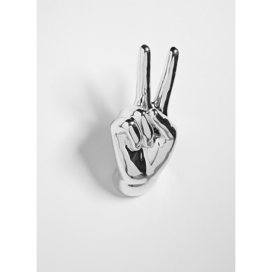 Interior Illusions Plus Silver Peace Hand Wall Mount 9 Tall