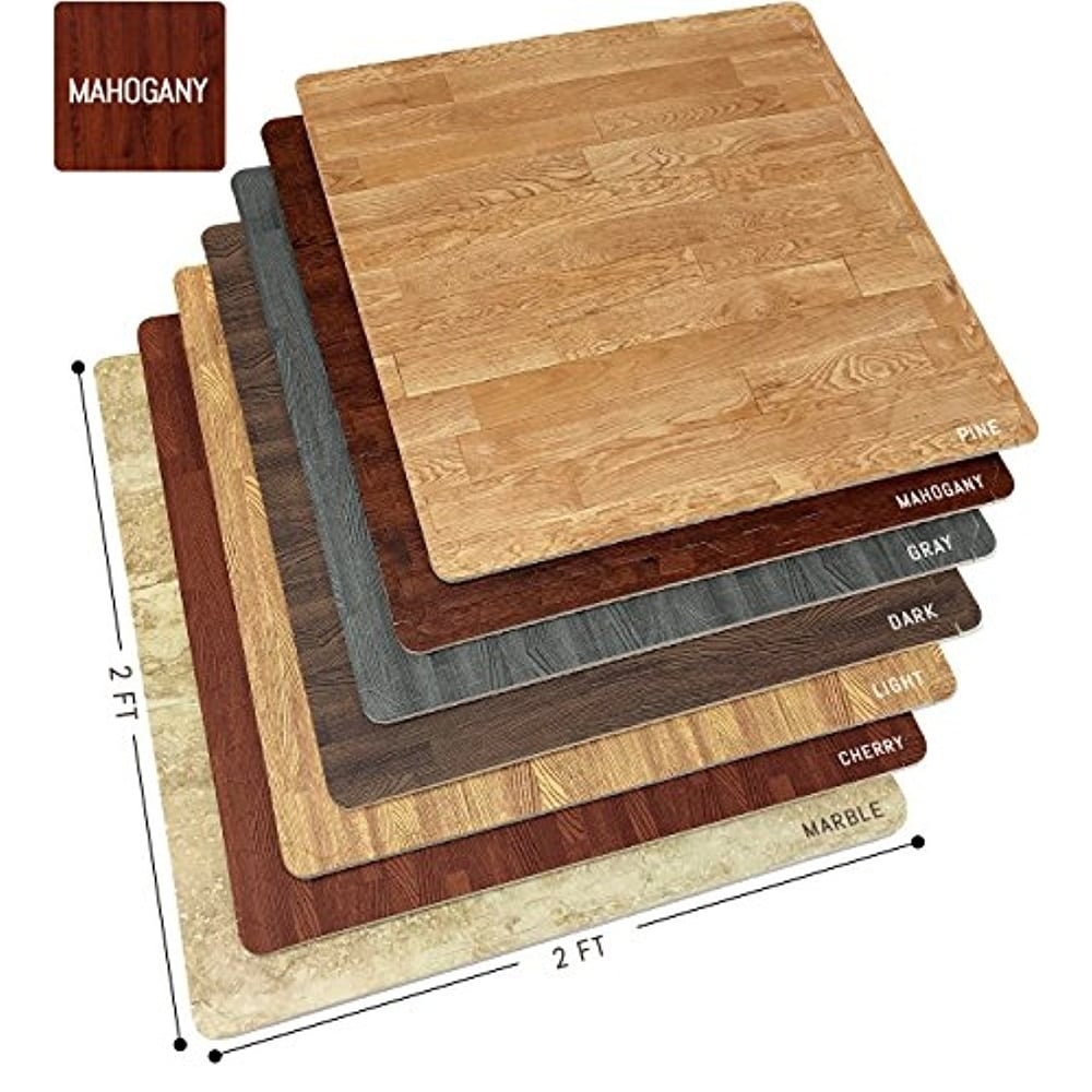 Interlocking Floor Mat Mahogany Wood Print 12 Pieces 24X24