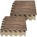 Interlocking Floor Mat Wood Print 16 Pieces