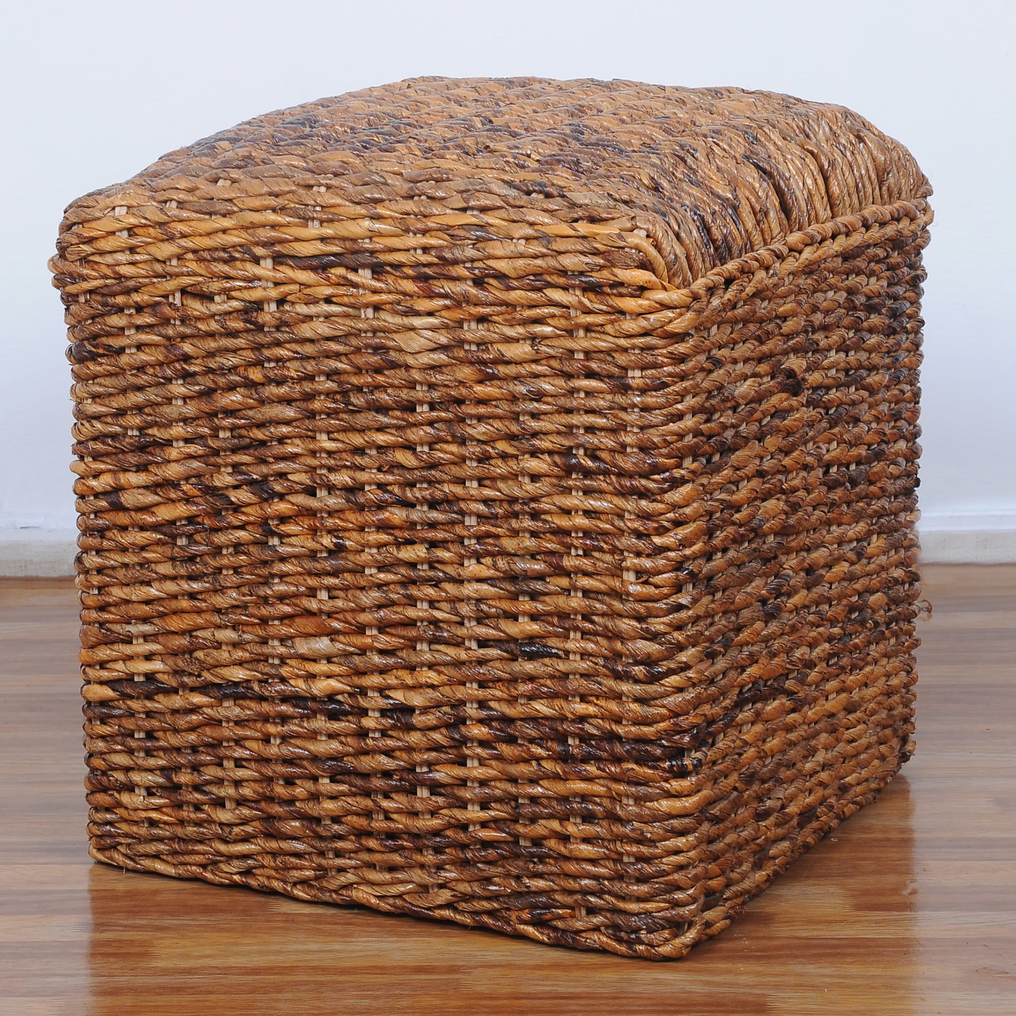 International Caravan Arizona Square Hand Woven Abaca Ottoman With Cushioned Top