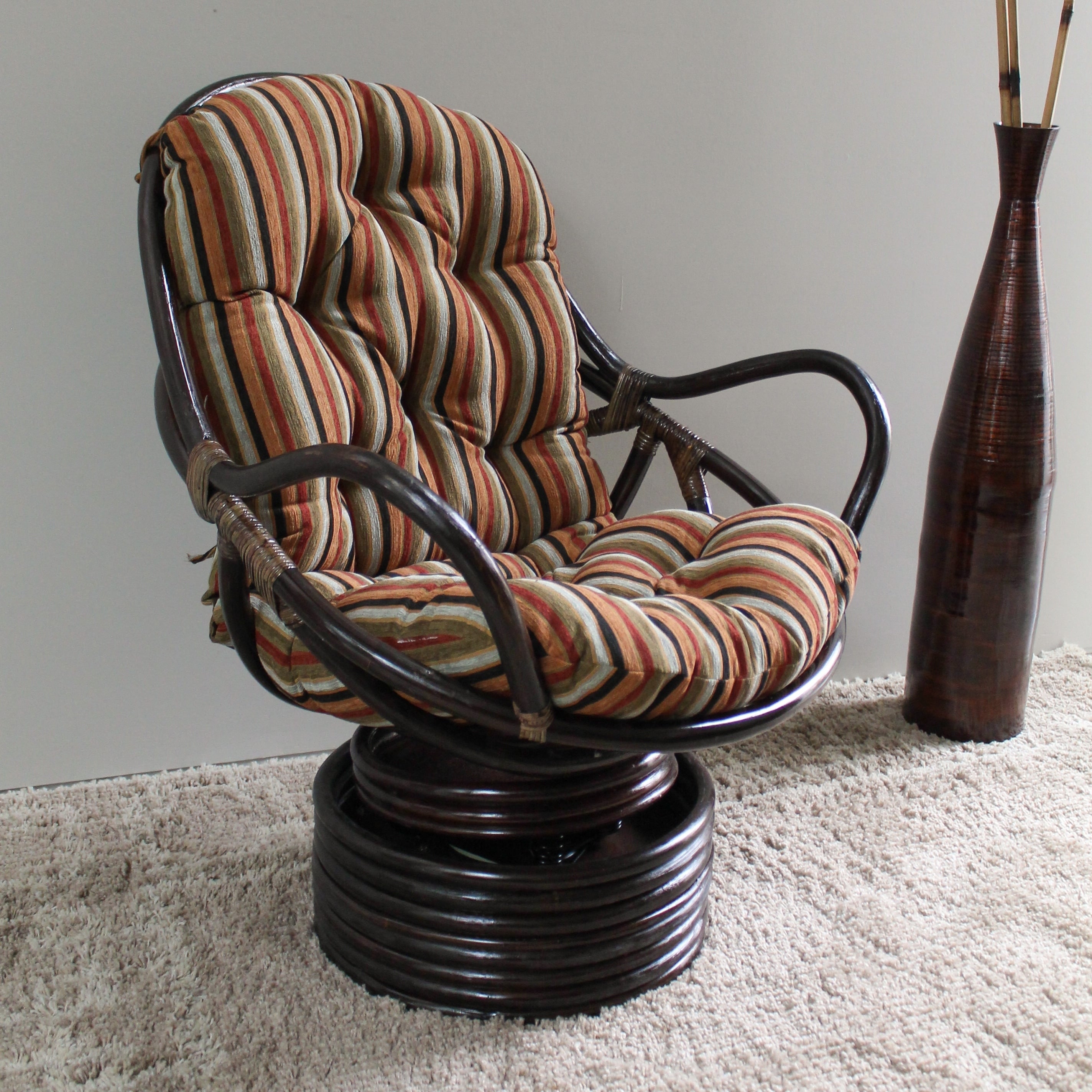 International Caravan Bali Swivel Rocker Chair With Chenille Cushion