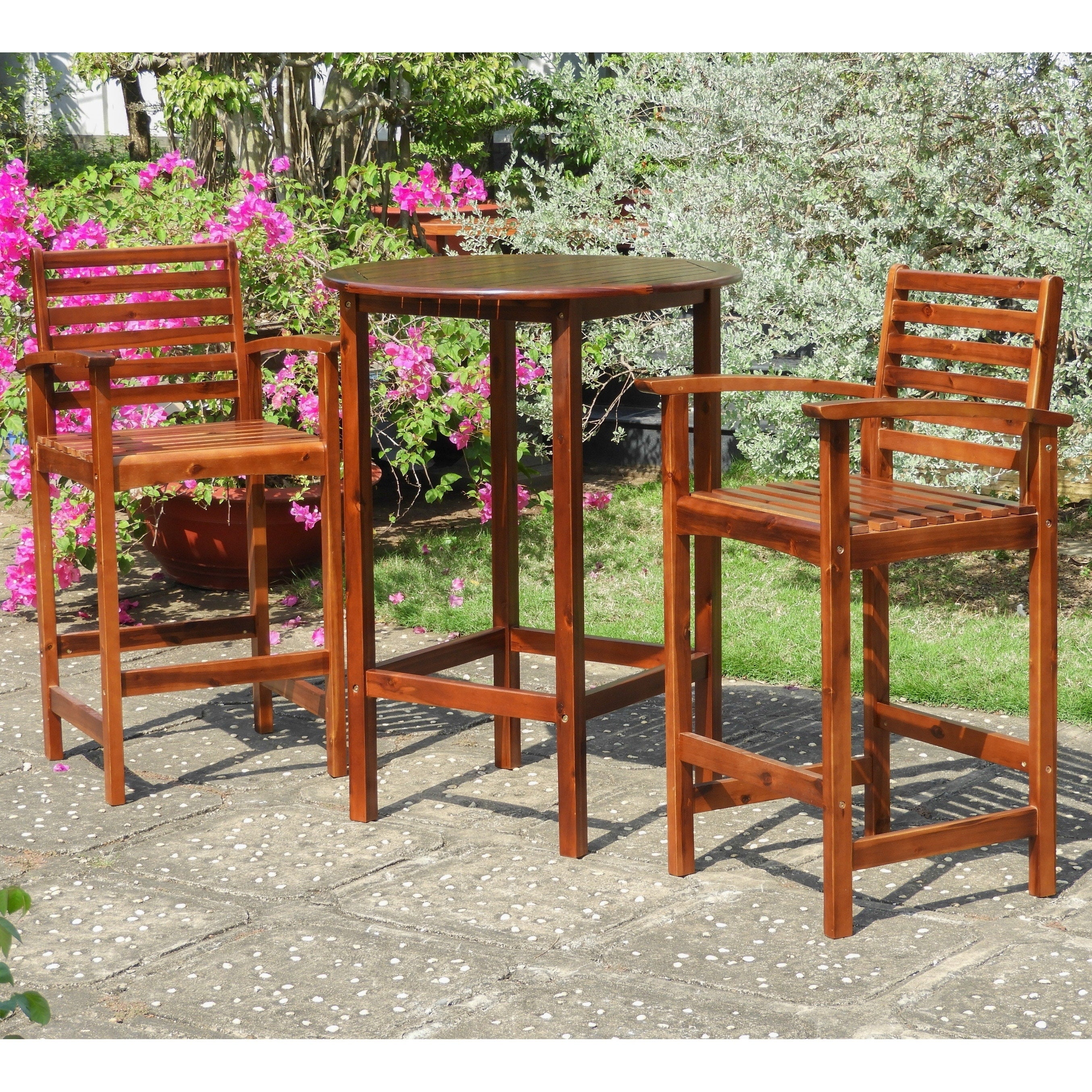 International Caravan Highland 3 Piece Bar Height Bistro Set