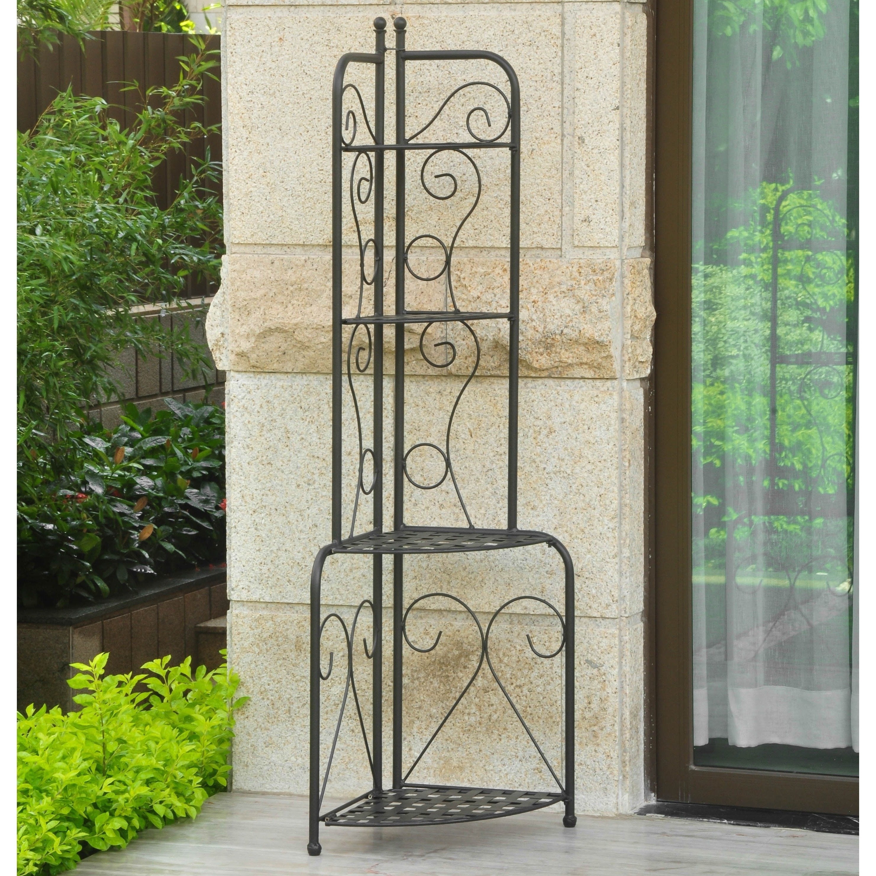 International Caravan Mandalay Folding Iron Bakers Rack