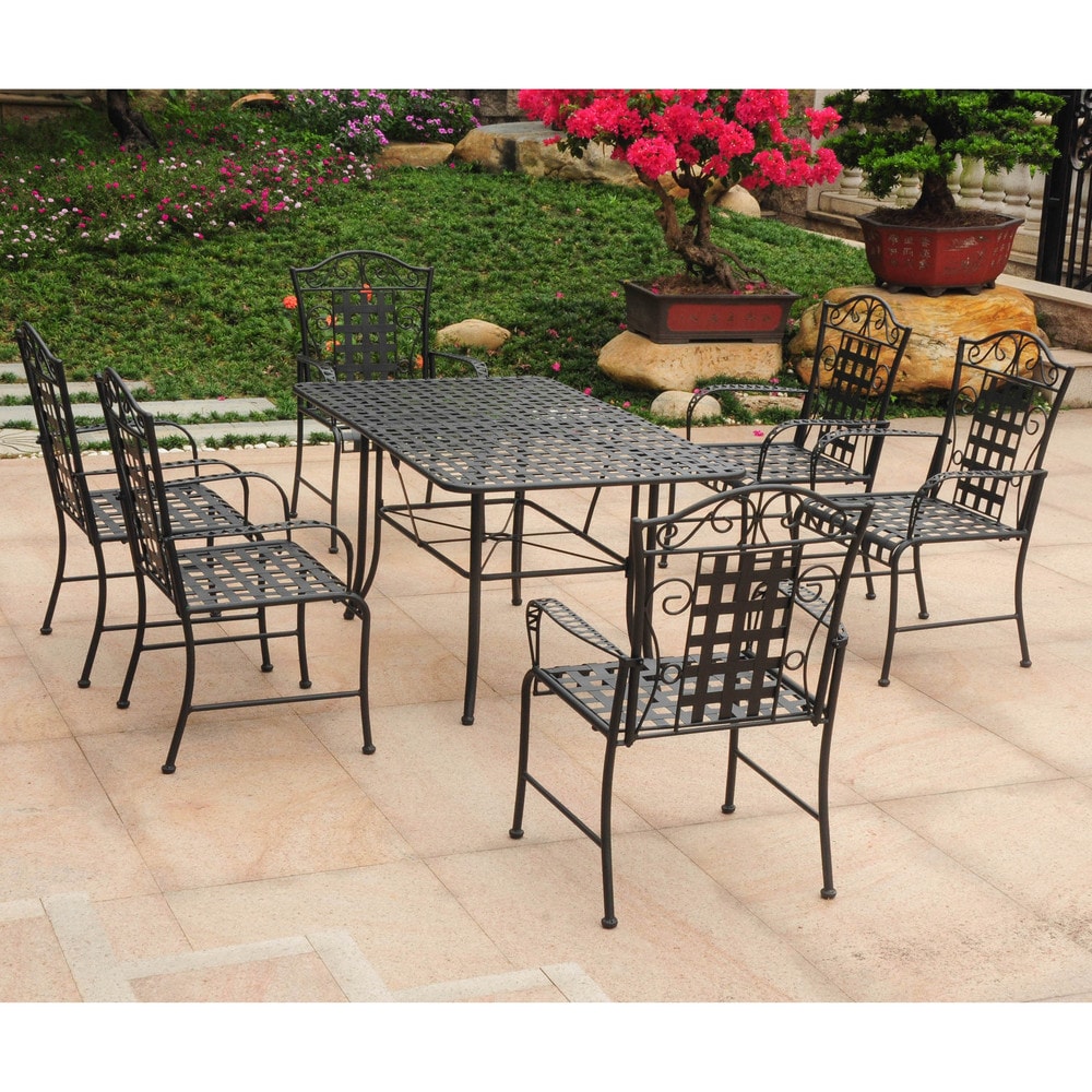 International Caravan Mandalay Iron Rectangular Dining Set Set Of 7