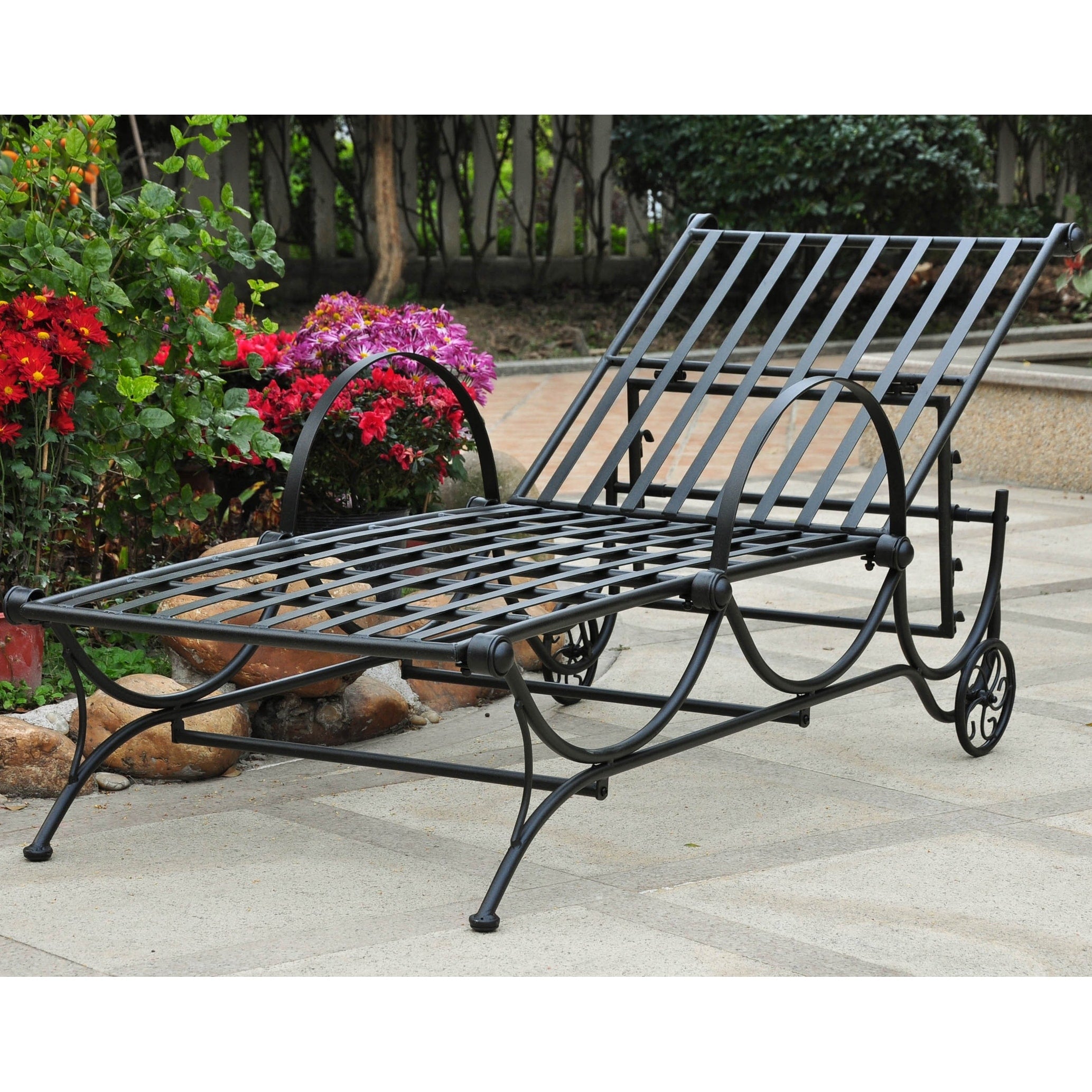 International Caravan Mandalay Multi Position Iron Chaise Lounge