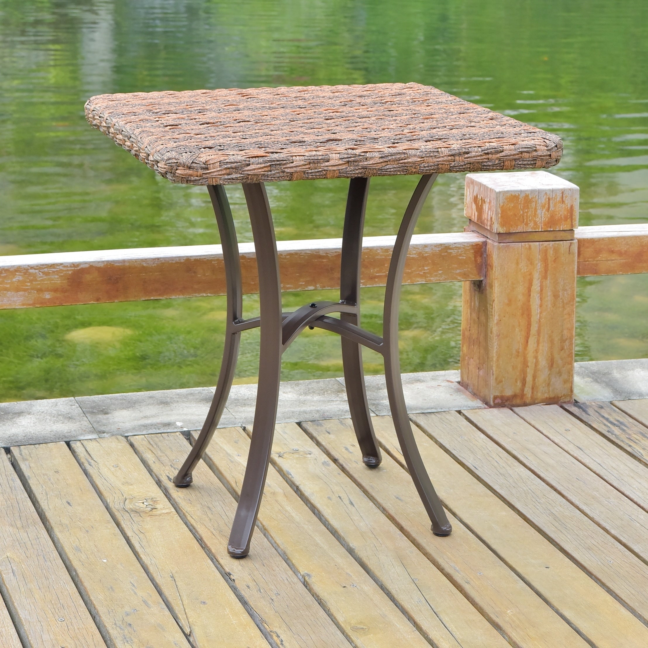 International Caravan Pandan 28 Inch Aluminum Patio Dining Table