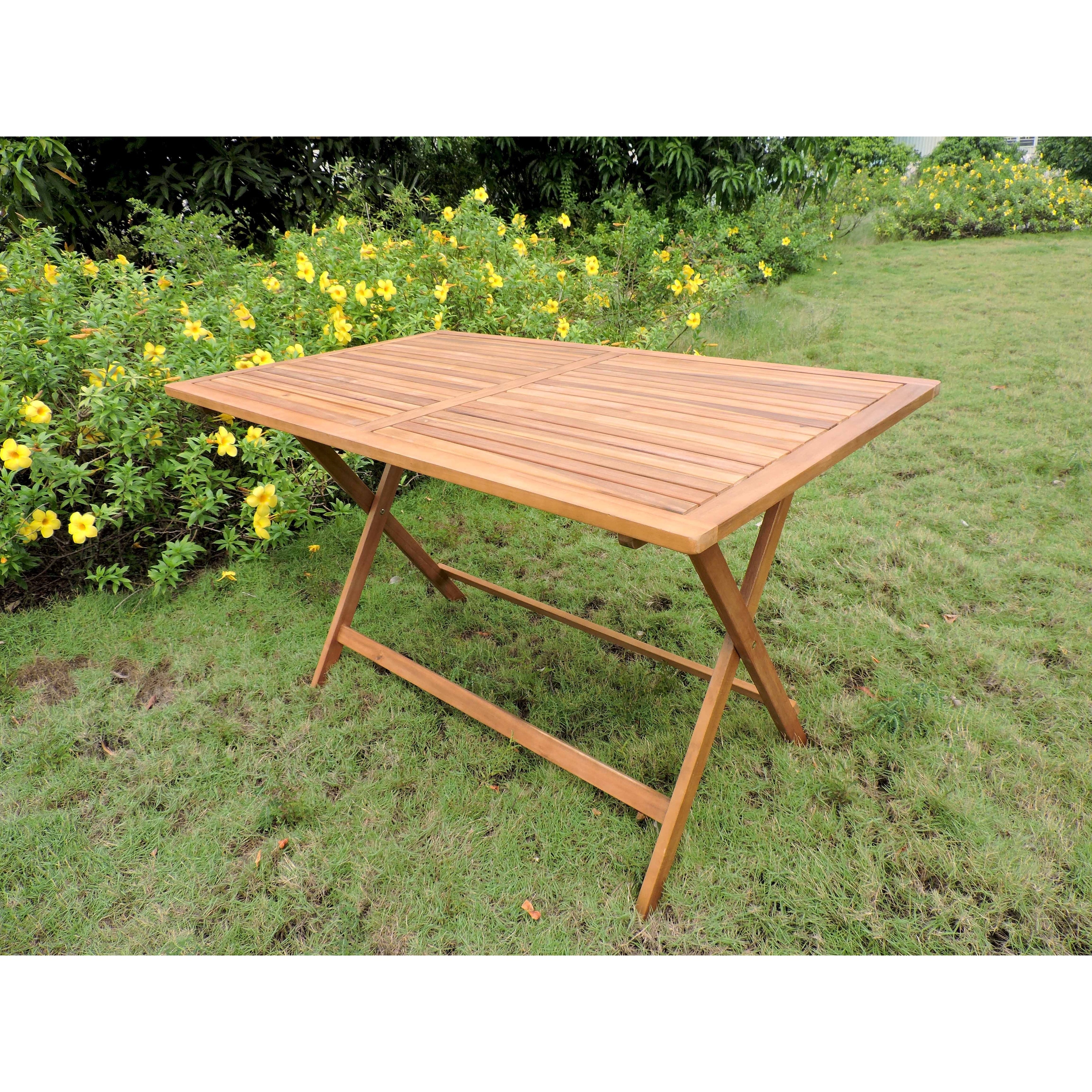 International Caravan 59 Inch Folding Patio Dining Table