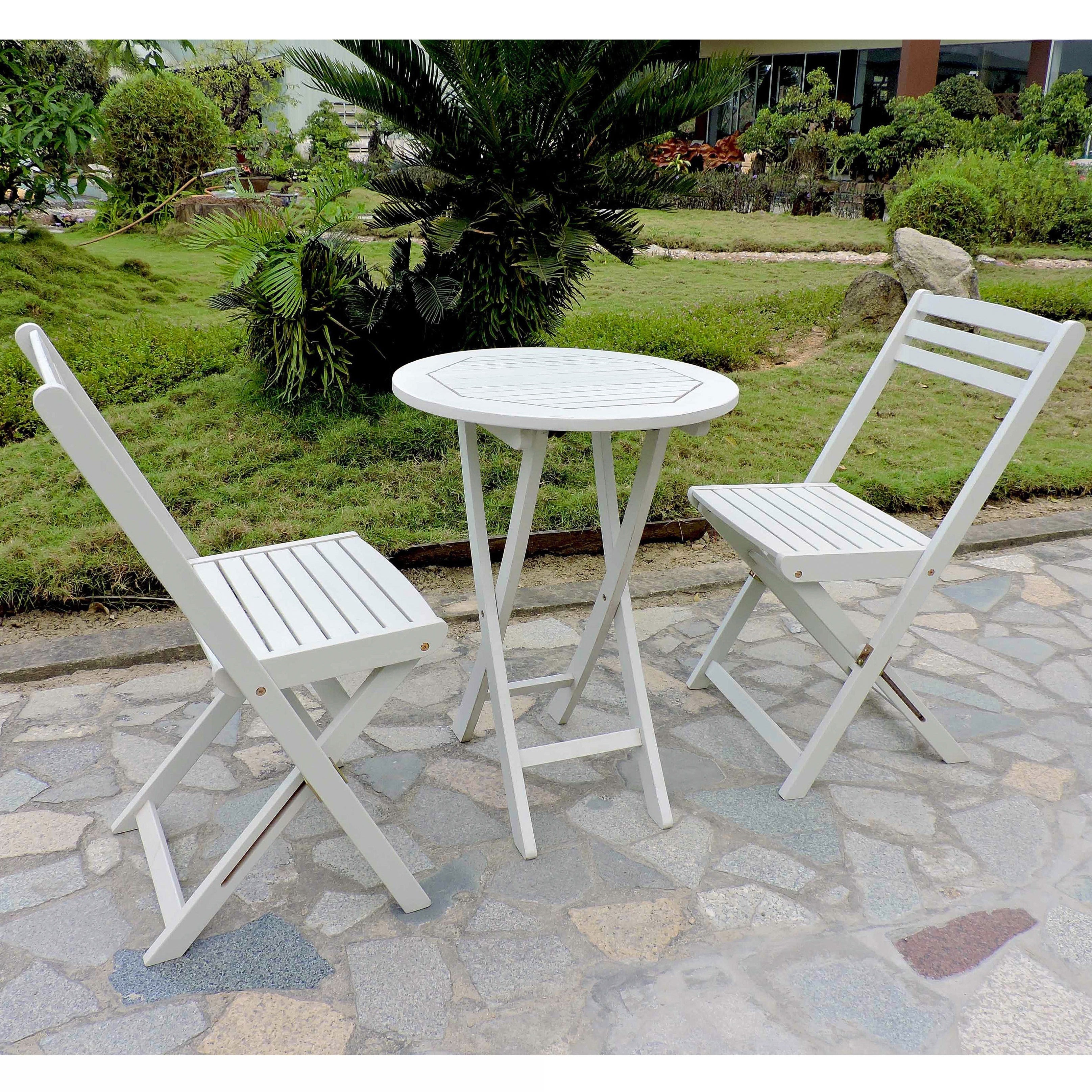 International Caravan Royal Fiji Acacia 3 Piece Folding Bistro Set