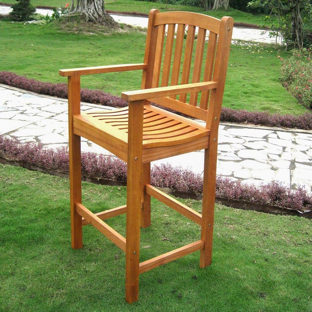 International Caravan Royal Tahiti Yellow Balau Bar Height Arm Chair Set Of 2
