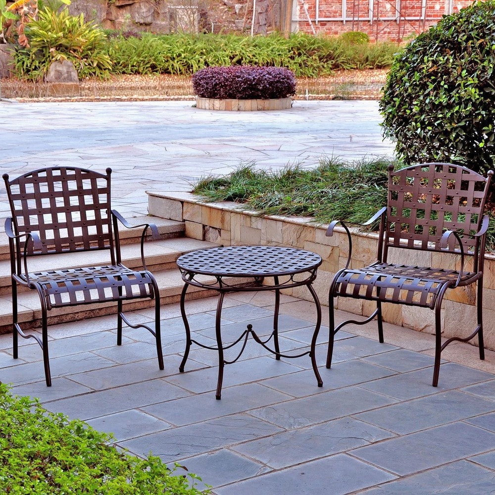 International Caravan Santa Fe Nailhead 3 Piece Iron Bistro Set
