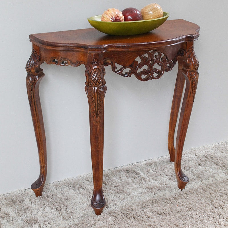 International Caravan Windsor Carved Half Moon Console Table
