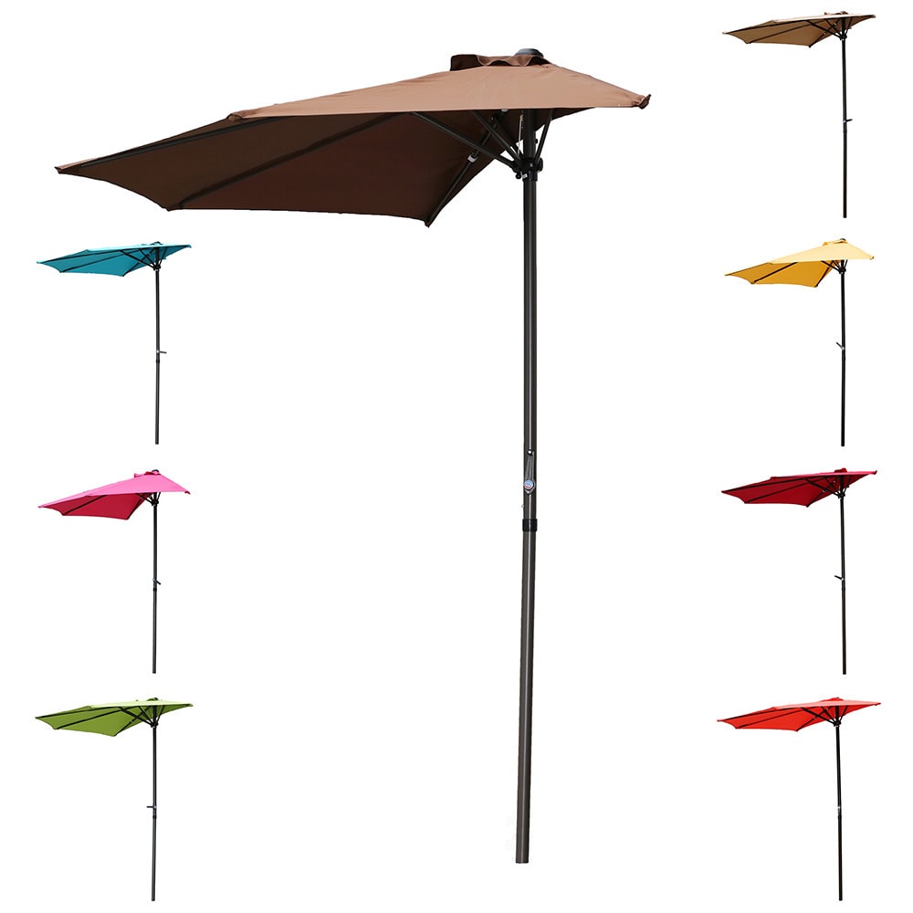 International Caravan St. Kitts 9 Foot Crank Wall Hugger Half Patio Umbrella