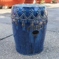 International Caravan Glazed Ceramic Tasseled Garden Stool