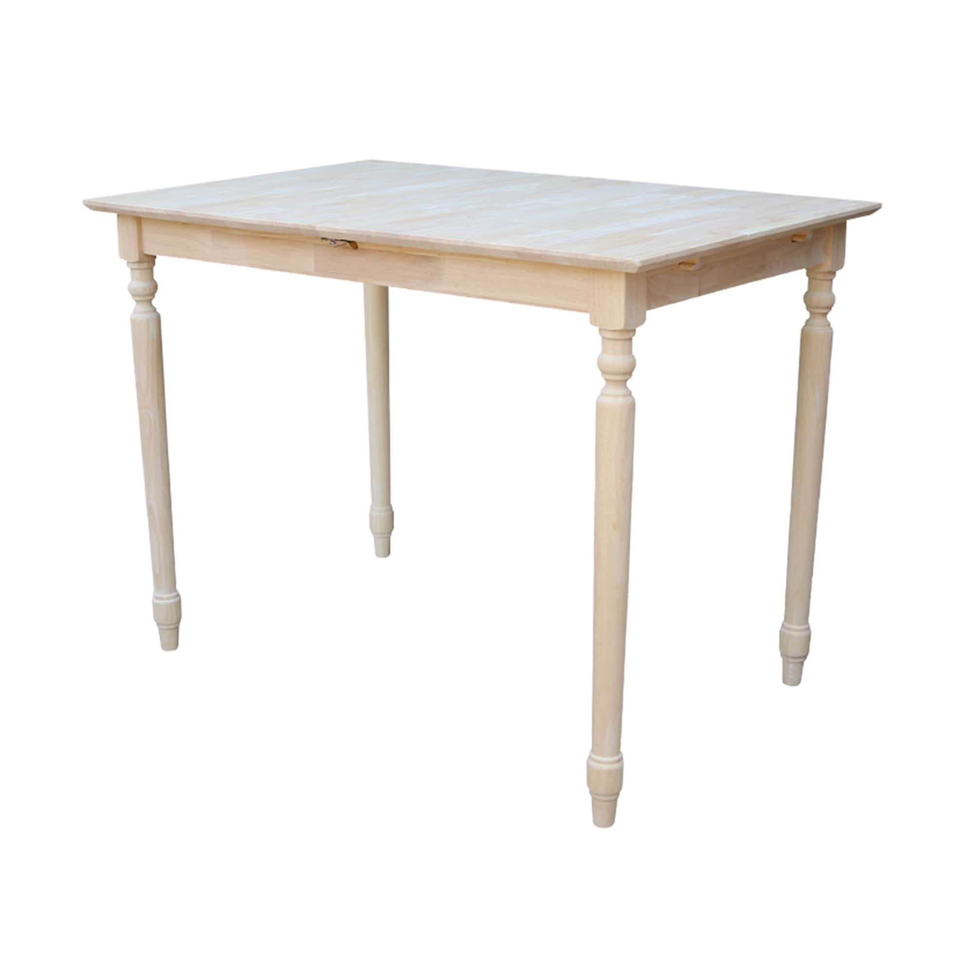 International Concepts 32 Inch Wide Unfinished Turned Style Parawood Counter Height Dining Table With Butterfly Extension