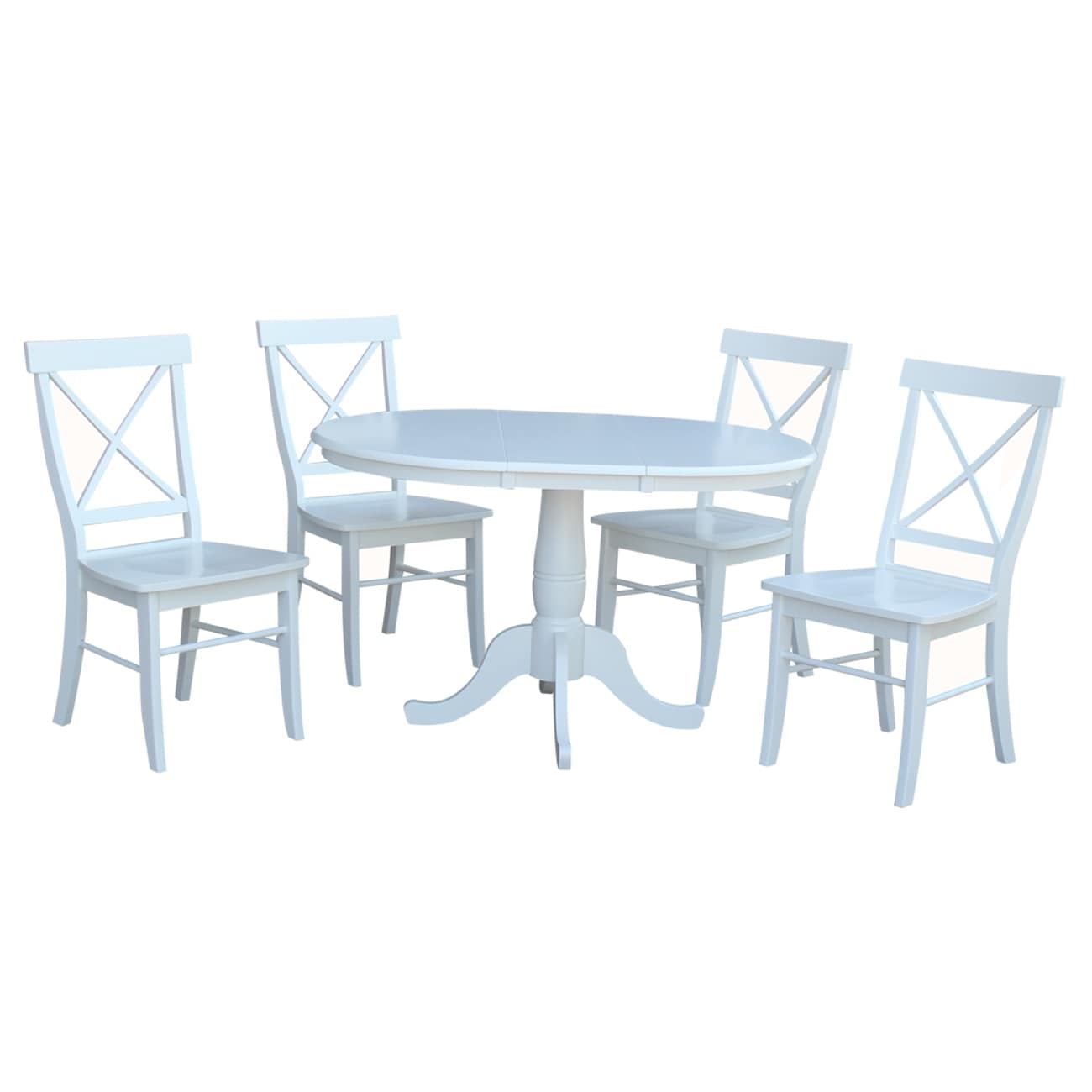 International Concepts 36 Round Extension Dining Table With 4 X Back Chairs Set Of 5