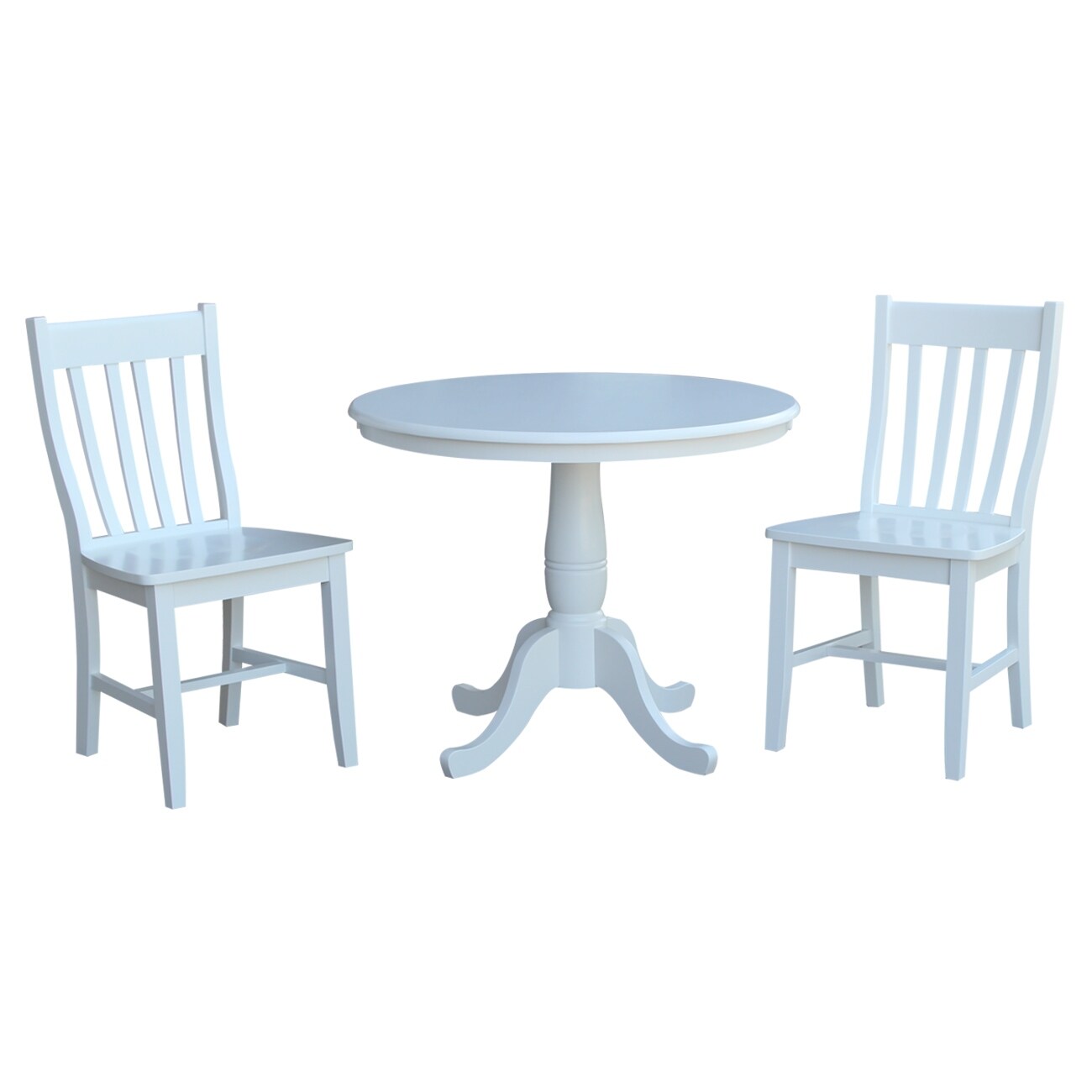 International Concepts 36 Round Top Pedestal Table With 2 Cafe Chairs Set Of 3