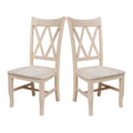 International Concepts Unfinished Solid Parawood Double X Back Dining Chair Set Of 2