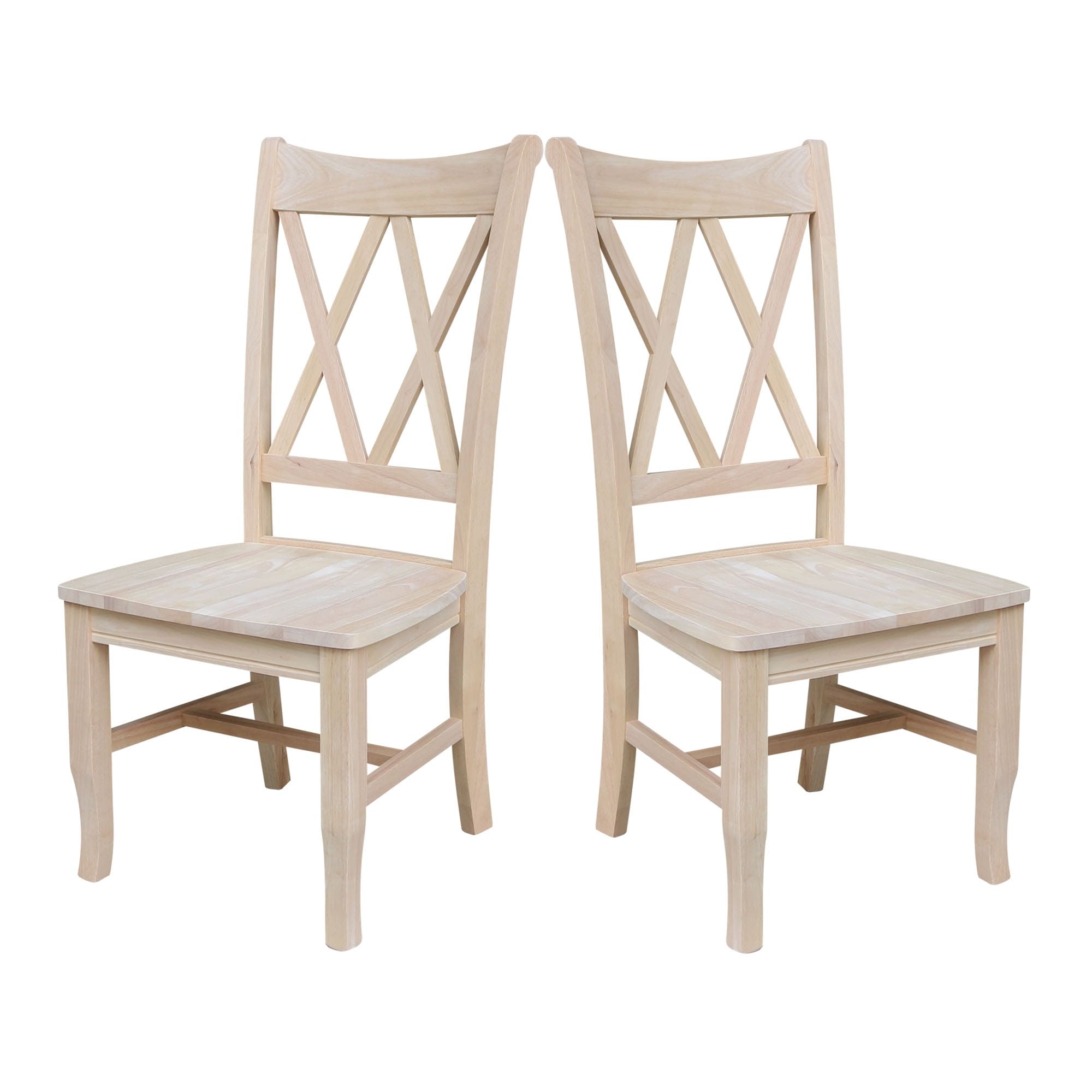 International Concepts Unfinished Solid Parawood Double X Back Dining Chair Set Of 2
