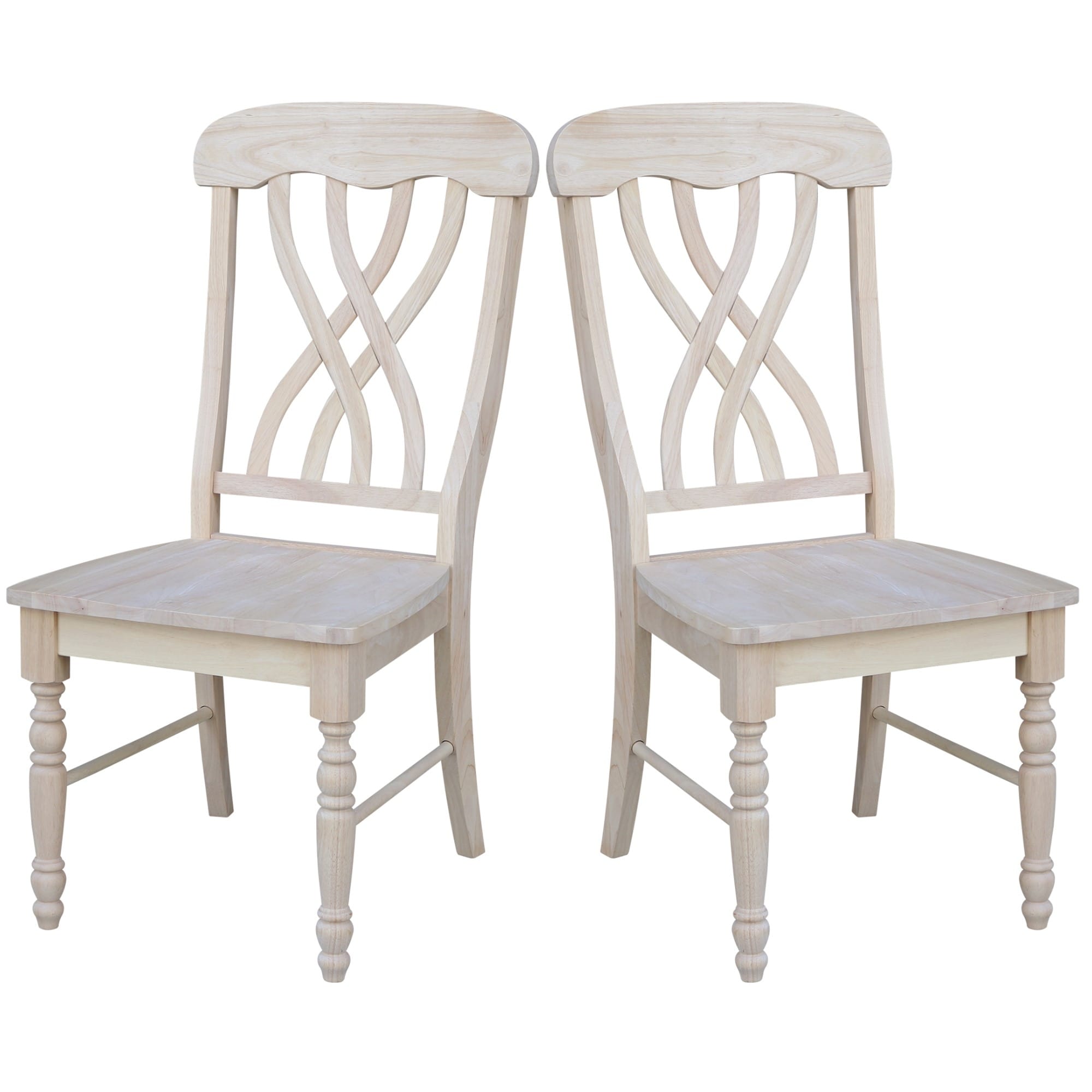 International Concepts Unfinished Solid Parawood Latticeback Dining Chairs Set Of 2