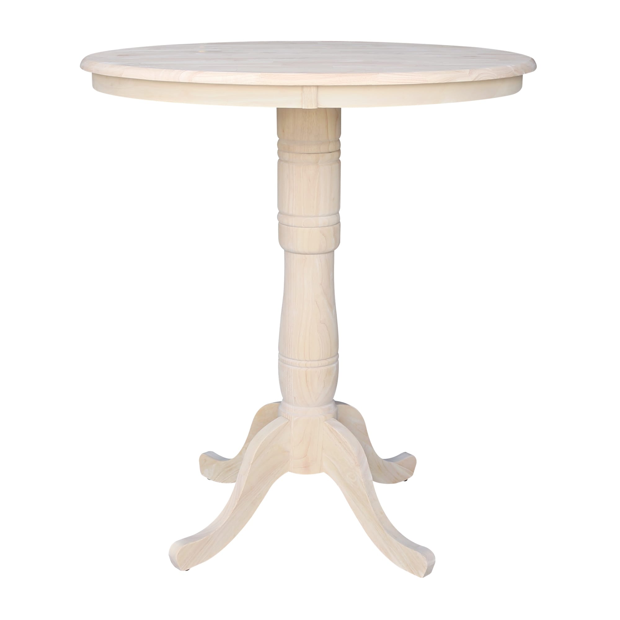 International Concepts Unfinished 36 Inch Round Bar Height Pedestal Table