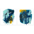 Intuitive Motion Abstract Wall Art Printed On Frameless Free Floating Tempered Glass Panel Blue White