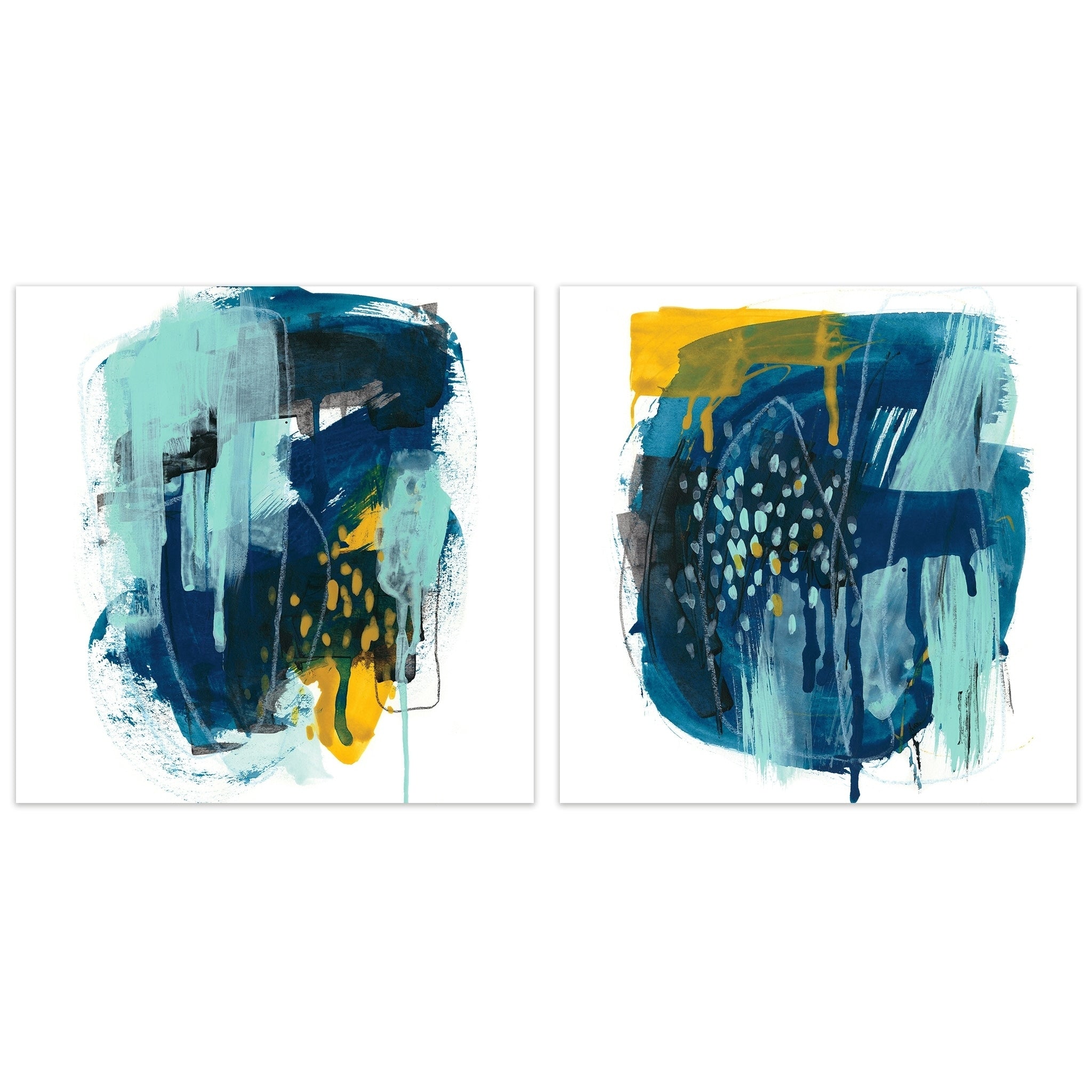 Intuitive Motion Abstract Wall Art Printed On Frameless Free Floating Tempered Glass Panel Blue White