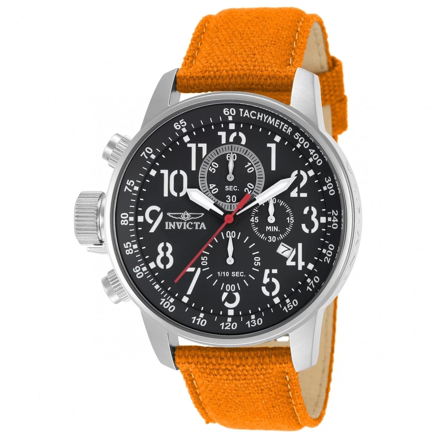 Invicta Mens 11520 I Force Quartz Chronograph Orange Dial Watch Black