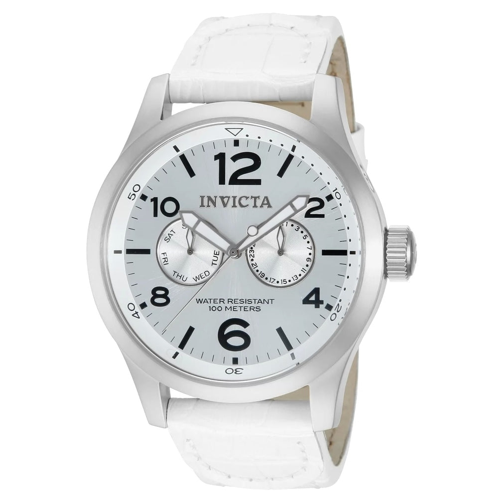 Invicta Mens 12170 Specialty Quartz 3 Hand Silver Dial Watch White