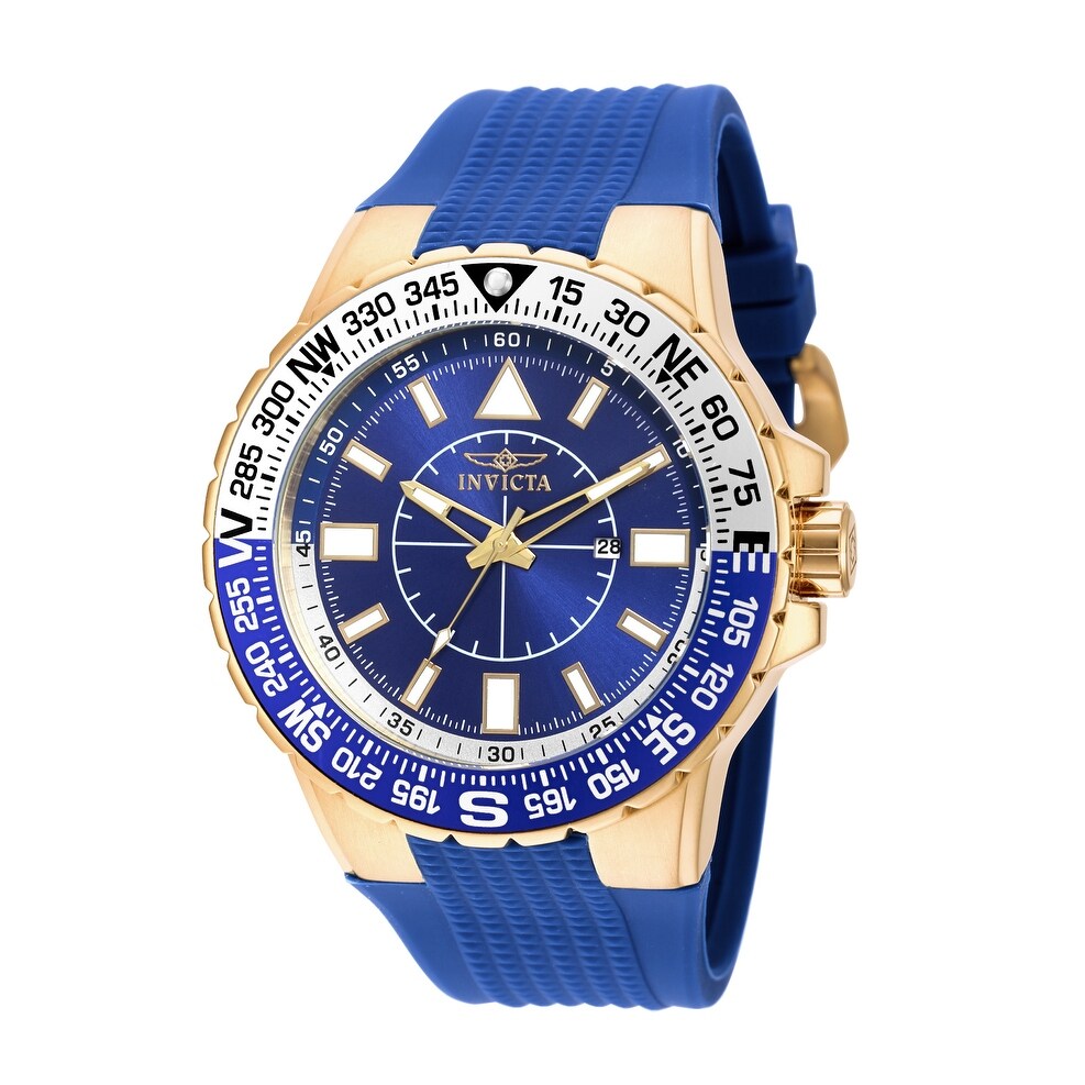 Invicta Mens 19270 Aviator Quartz 3 Hand Blue Dial Watch