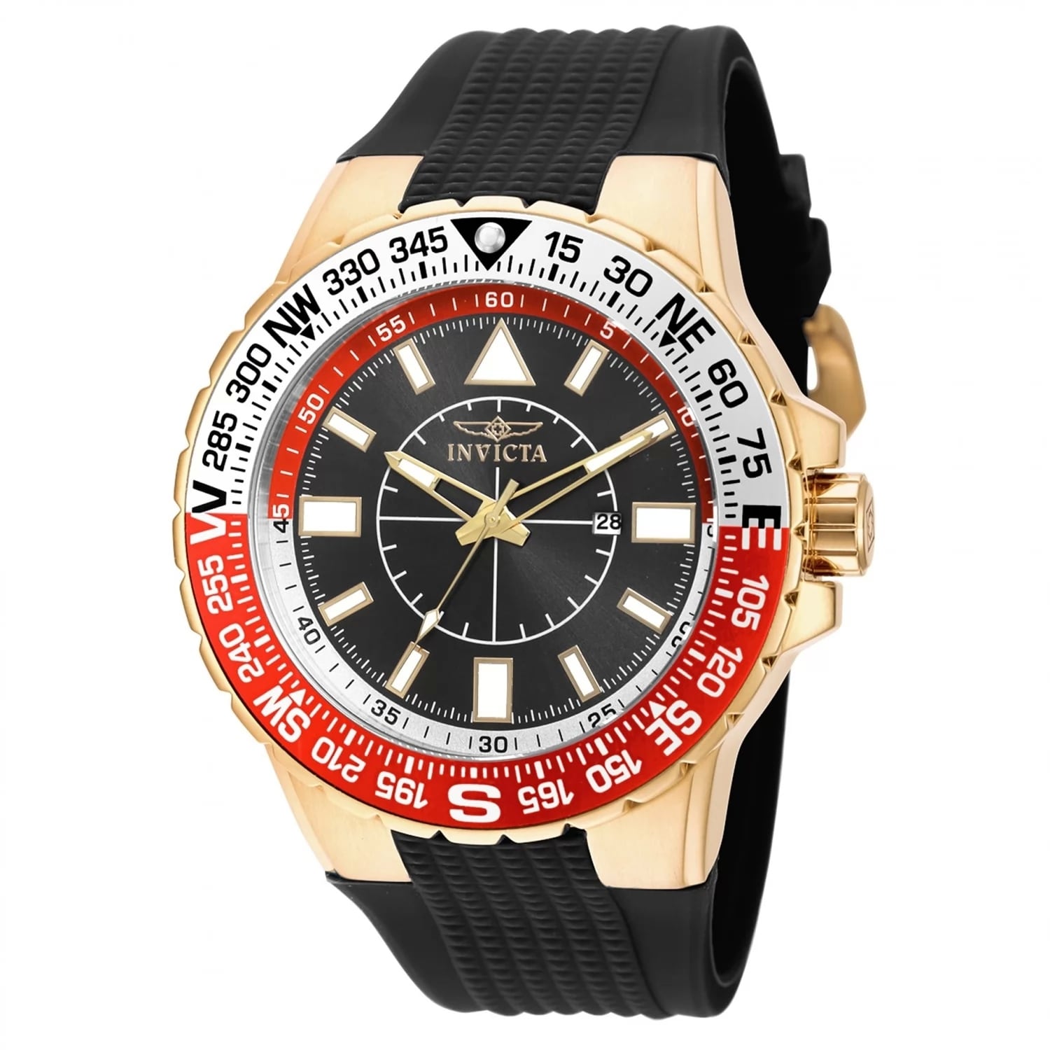 Invicta Mens 19271 Aviator Quartz 3 Hand Black Dial Watch