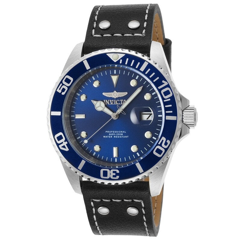 Invicta Mens 22068 Pro Diver Quartz 3 Hand Blue Dial Watch