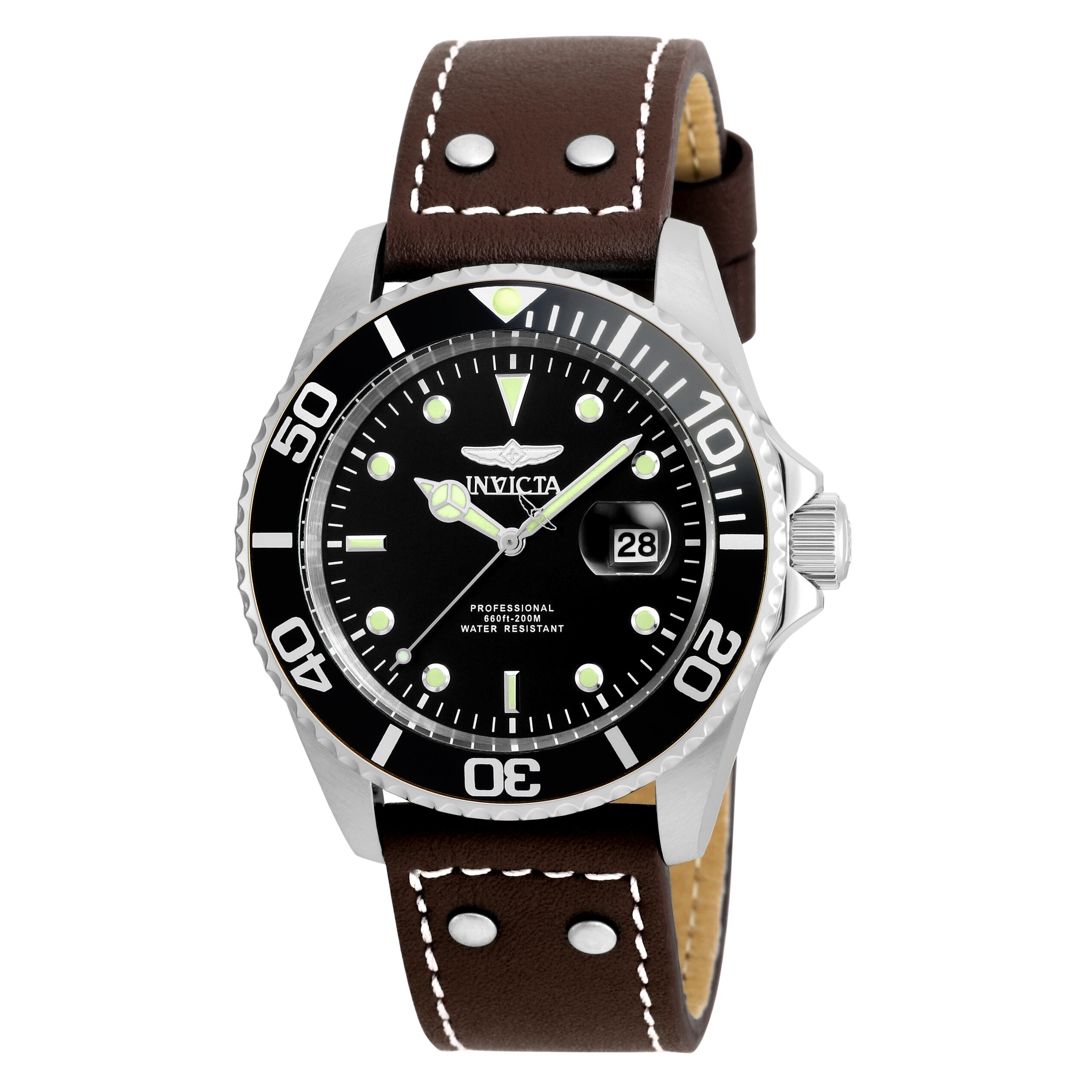 Invicta Mens 22069 Pro Diver Quartz 3 Hand Black Dial Watch