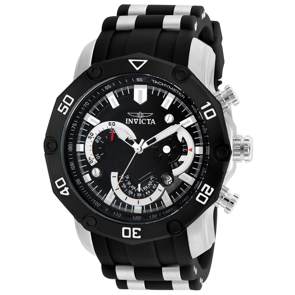 Invicta Mens 22797 Pro Diver Scuba Black And Silver Polyurethane And Stainless Steel Watch