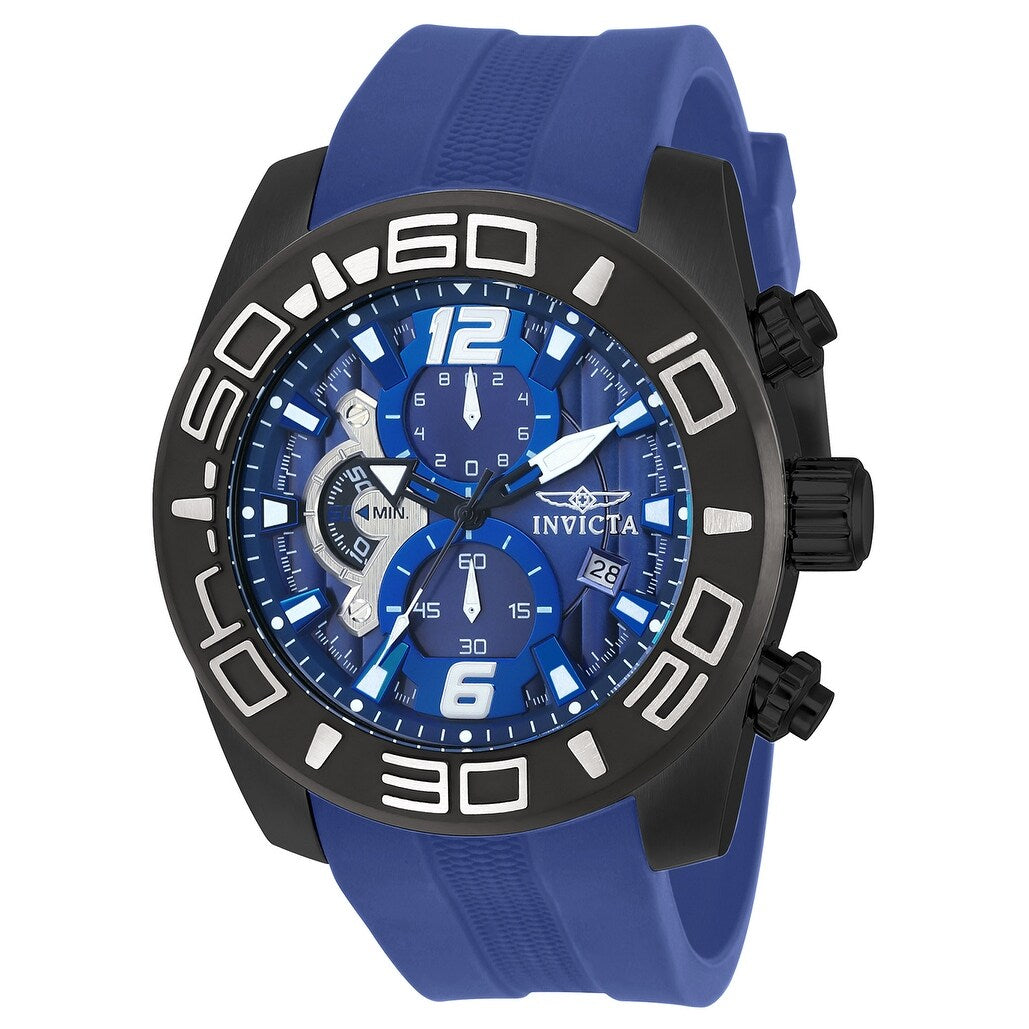 Invicta Mens 22812 Pro Diver Quartz 3 Hand Blue Dial Watch
