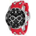 Invicta Mens 34009 Pro Diver Quartz Chronograph Black Silver Red Dial Watch Black