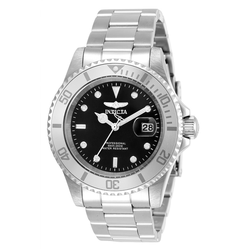 Invicta Mens 34022 Pro Diver Quartz 3 Hand Black Dial Watch