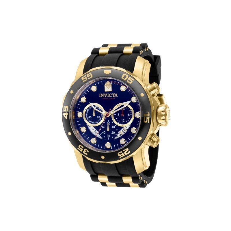 Invicta Mens 37229 Pro Diver Quartz Chronograph Blue Red Dial Watch Blue