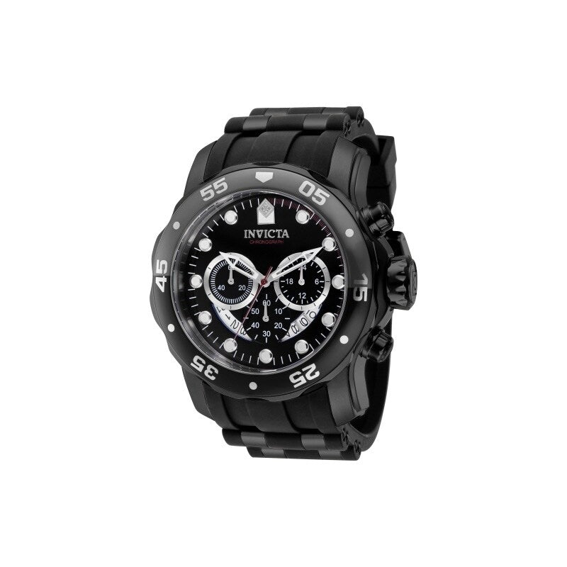 Invicta Mens 37231 Pro Diver Quartz Chronograph Black Red Dial Watch Black