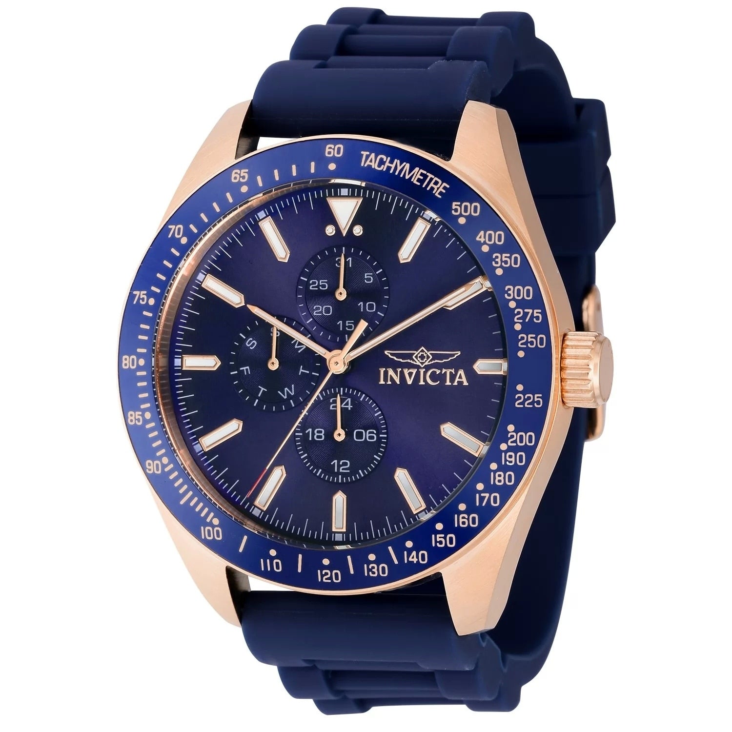Invicta Mens 38406 Aviator Quartz 3 Hand Blue Dial Watch