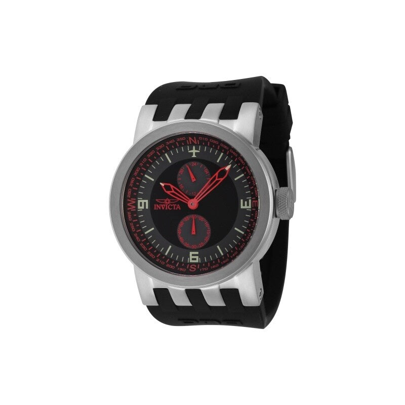 Invicta Mens 44224 Dna Quartz Multifunction Black Grey Red Dial Watch Black