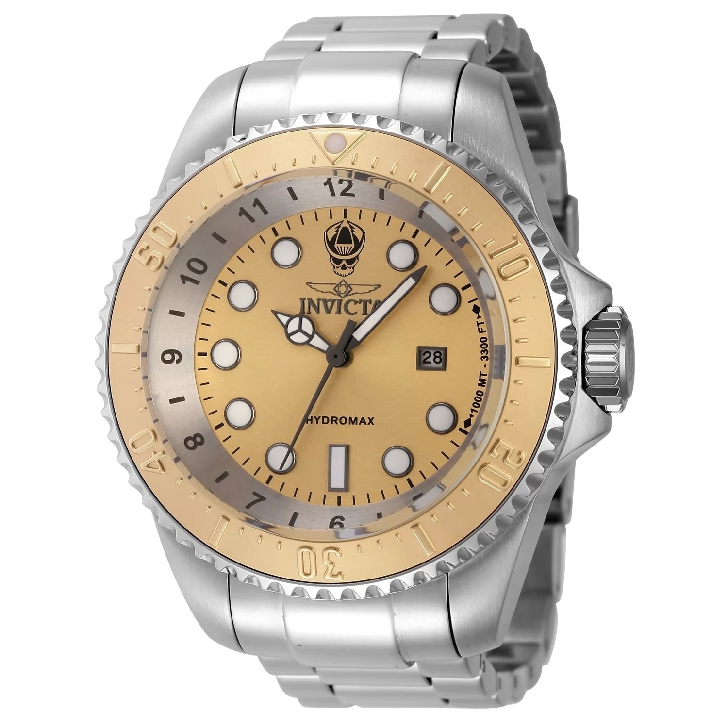 Invicta Mens 44746 Hydromax Quartz 3 Hand Gold Dial Watch