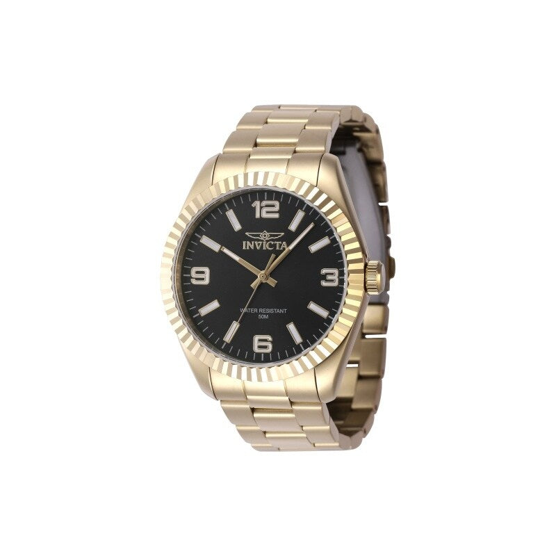 Invicta Mens 47458 Specialty Quartz 3 Hand Steel Black Dial Watch