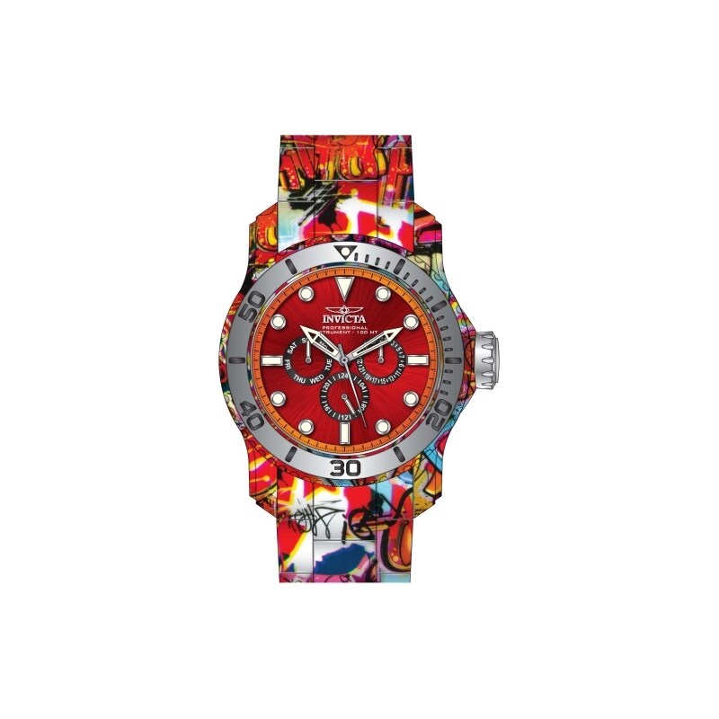 Invicta Mens 47853 Pro Diver Quartz Chronograph Red Orange Black Dial Watch Multi