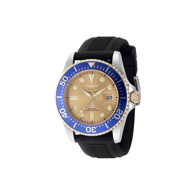 Invicta Mens 48216 Pro Diver Quartz 3 Hand Gold Dial Watch