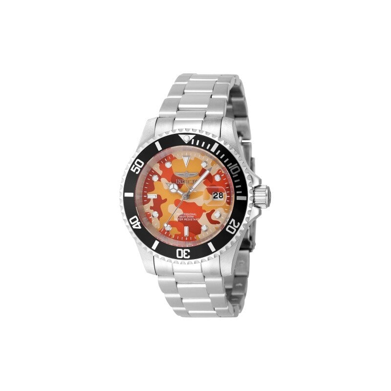 Invicta Mens 48569 Pro Diver Quartz 3 Hand Camouflage Orange Dial Watch Camouflage