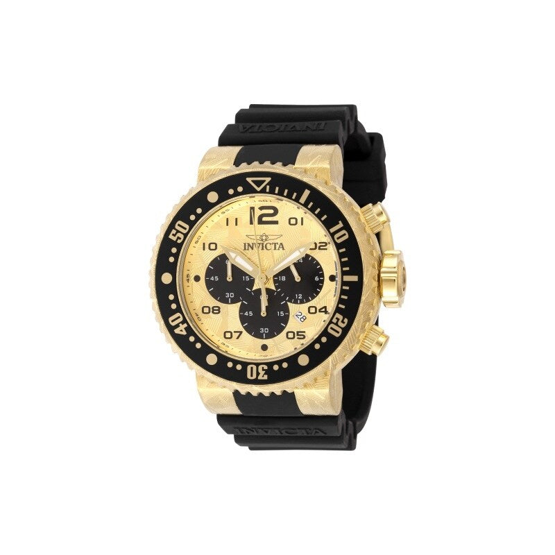 Invicta Mens 48618 Pro Diver Quartz Chronograph Gold Black Dial Watch Gold