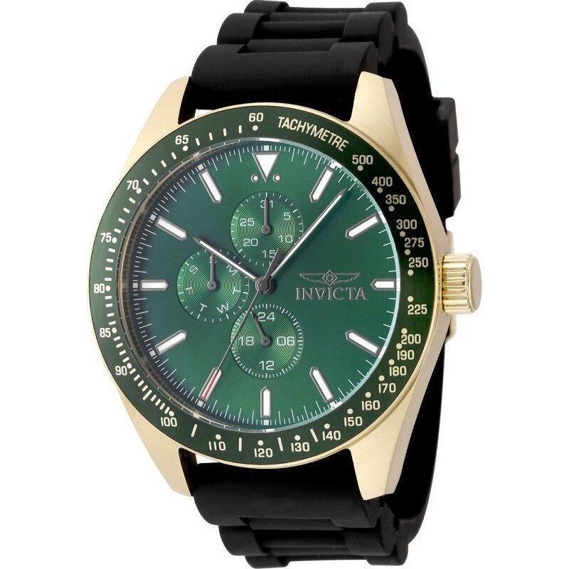 Invicta Mens 49077 Aviator Quartz Vh67 Green Dial Watch
